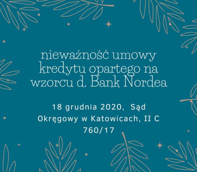 Nieważność kredytu d. Bank Nordea